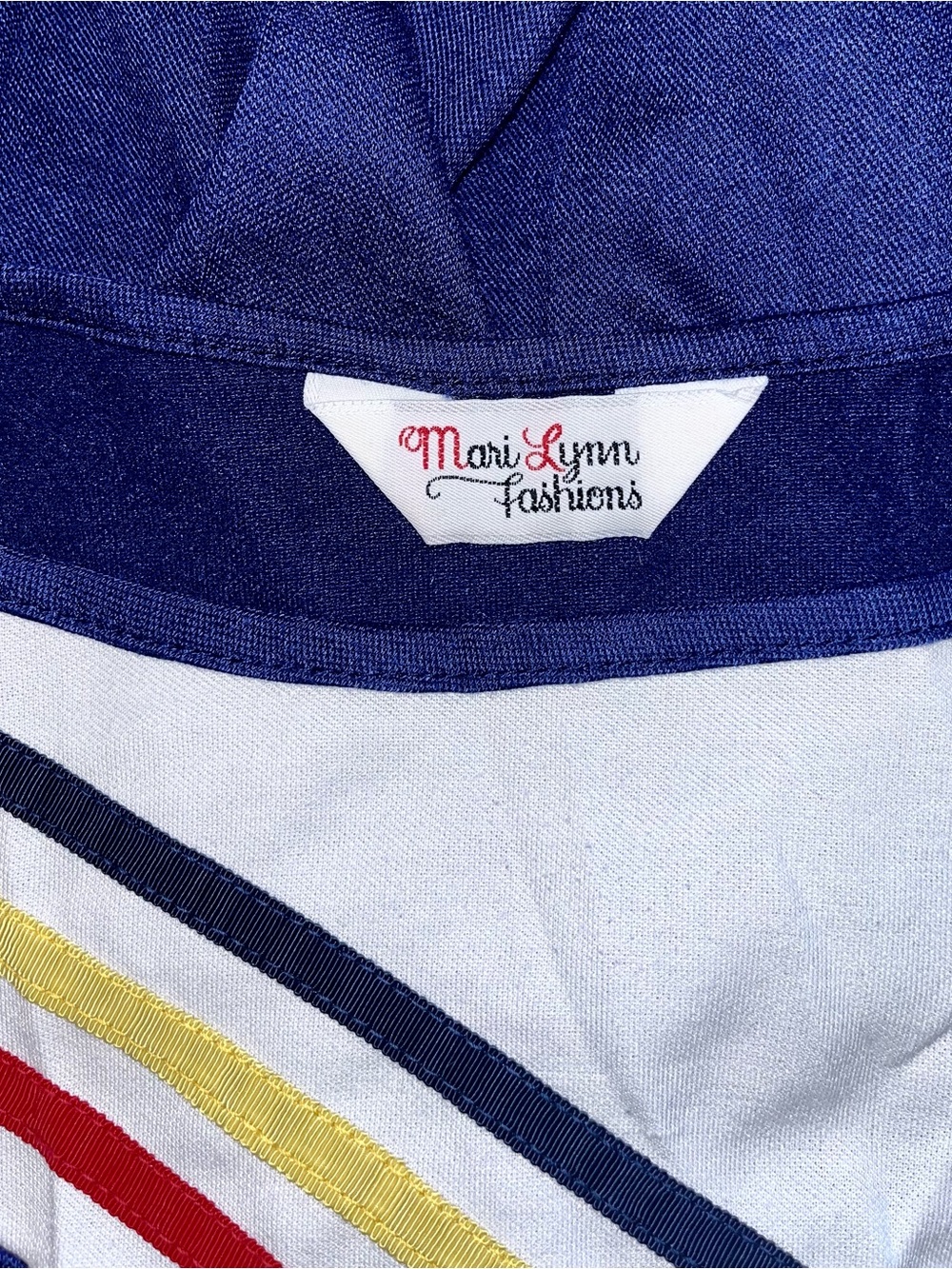 1970s 1980s Vintage Red White Blue Black Yellow Striped Dress w/ Buttons - Picture 7 of 8